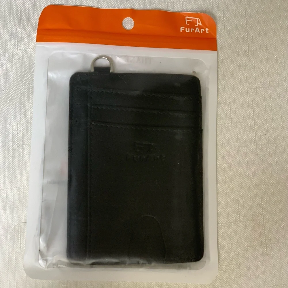 Black Leather Wallet Women Card Money Holder RFID Block Slim Minimalist Pocket